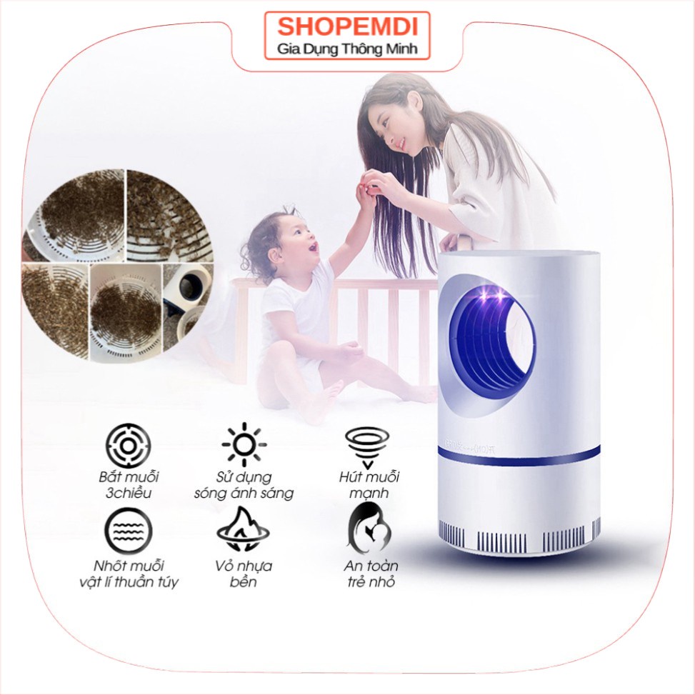 (Mới) Đèn Bắt Muỗi Thông Minh Y2023 Kiêm Đèn Ngủ Cao 22 Cm Nguồn Usb