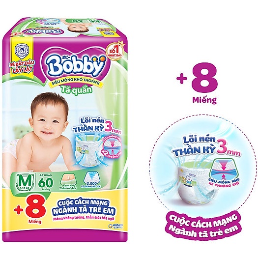 [HÀNG CỘNG MIẾNG] Tã quần Bobby M60/M76/L38/XXL56