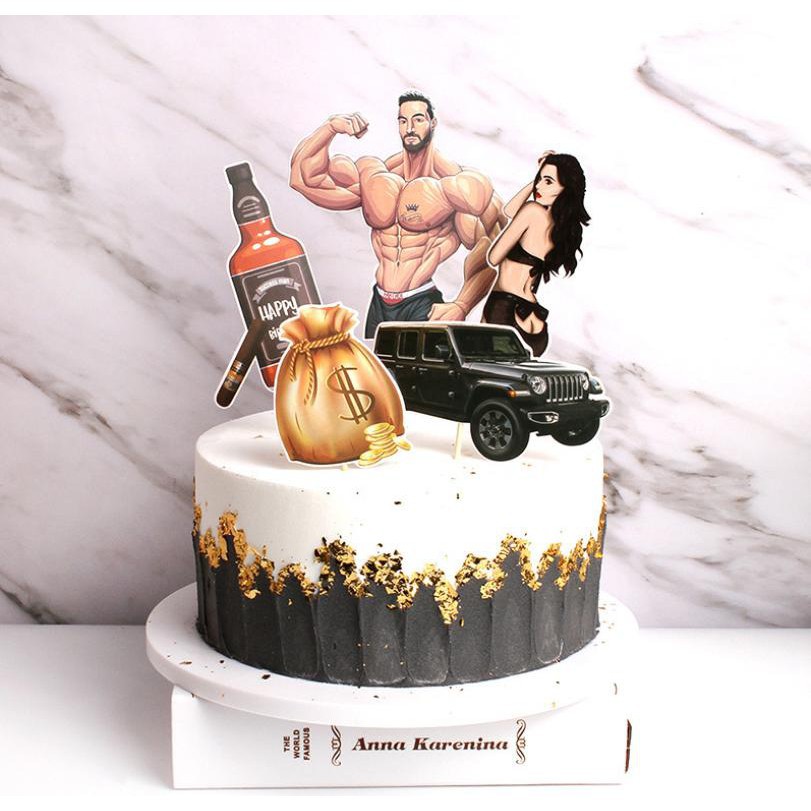 topper cake [FREESHIP] set cắm giấy lực sỹ