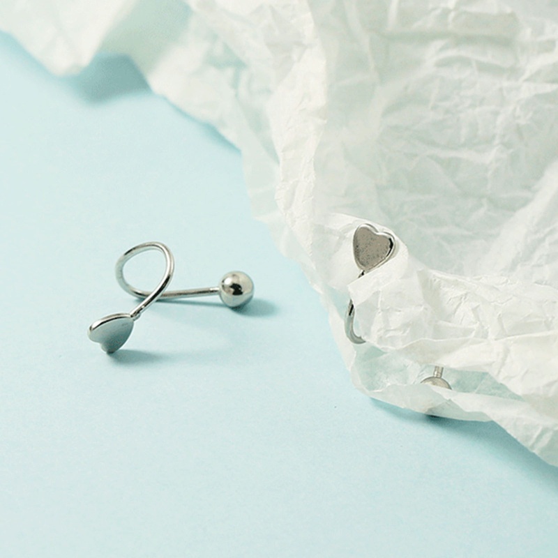 Bông Tai Dạng Xoắn Hình Ngôi Sao / Trái Tim Màu Bạc Thời Trang Cho Nữ