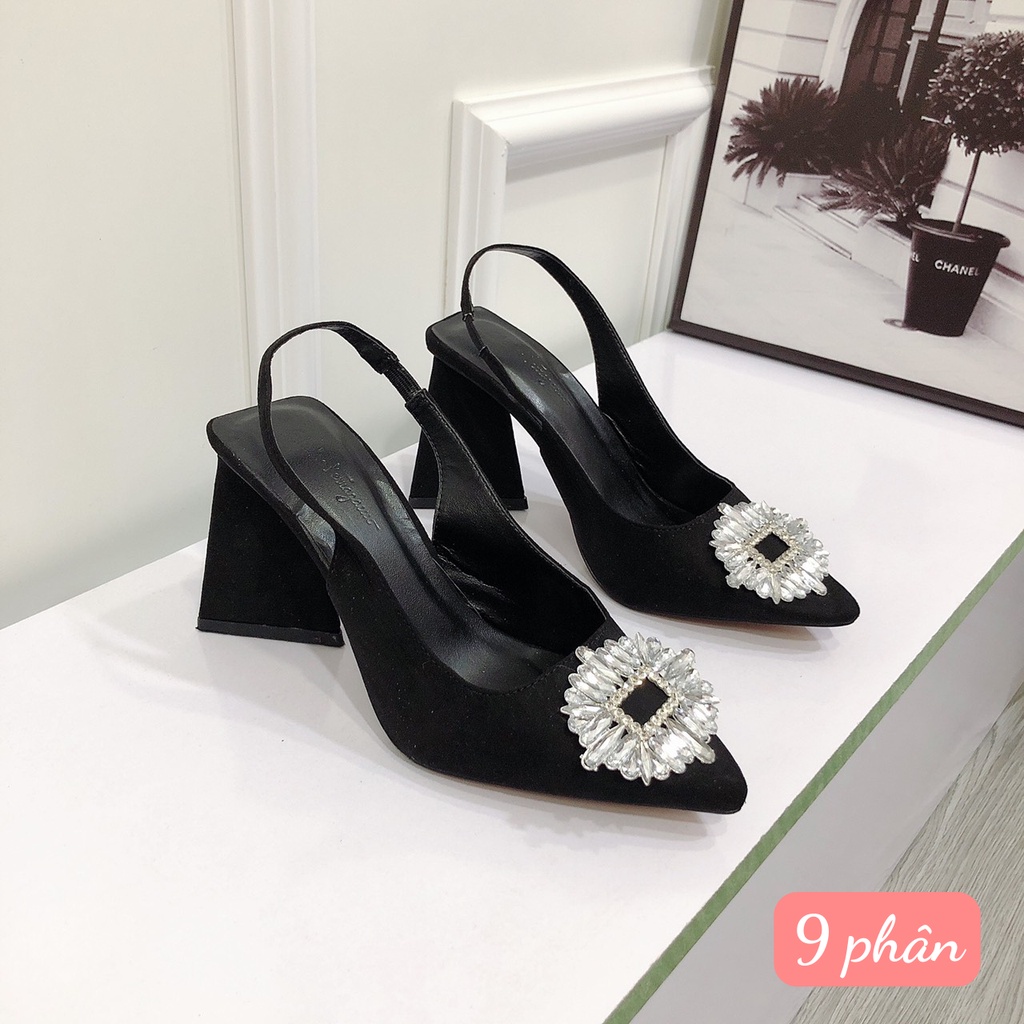 Sandal Cao Gót Nữ Đủ [ 5p 7p 9p ] Bít Mũi Hoa Đá Xoàn Cực Sang Hàng Cao Cấp Lên Chân Tôn Dáng - Chị Chảnh Store