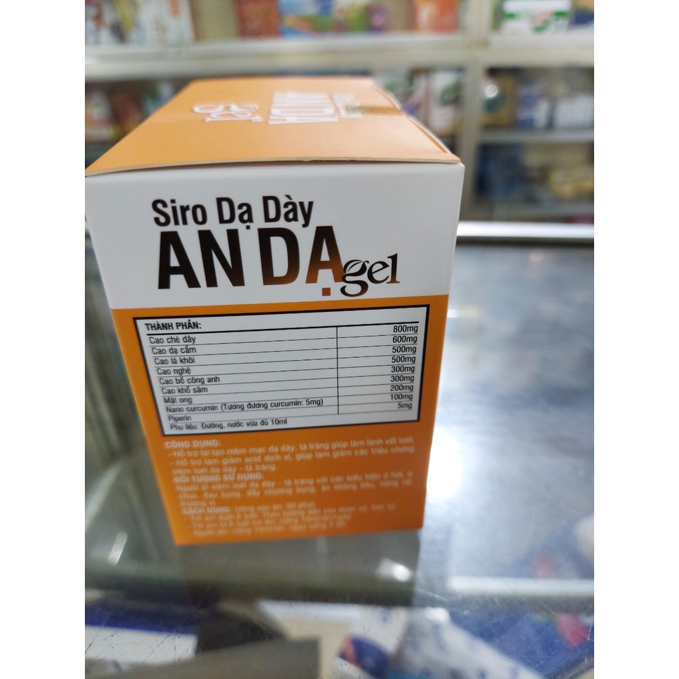 SIRO DẠ DÀY AN DẠ GEL màu cam, Hỗ trợ tái tạo niêm mạc dạ dày, tác tràng giúp làm lành vết loét