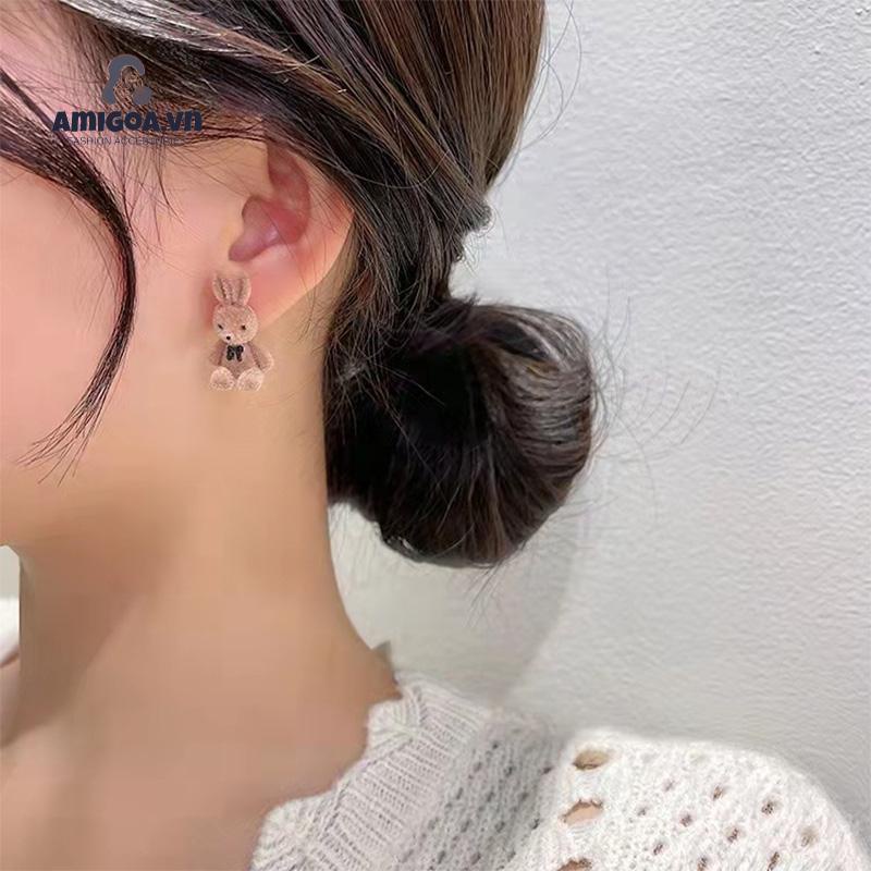 ✨✨Bông tai mạ bạc 925 hình thỏ kiểu Hàn Quốc thời trang thu đông