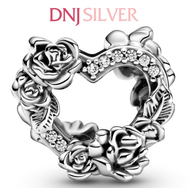 [Hàng cao cấp] Charm bạc 925 cao cấp, hàng chuẩn bạc - Charm Open Heart &amp; Rose thích hợp để mix vòng tay charm - DN153