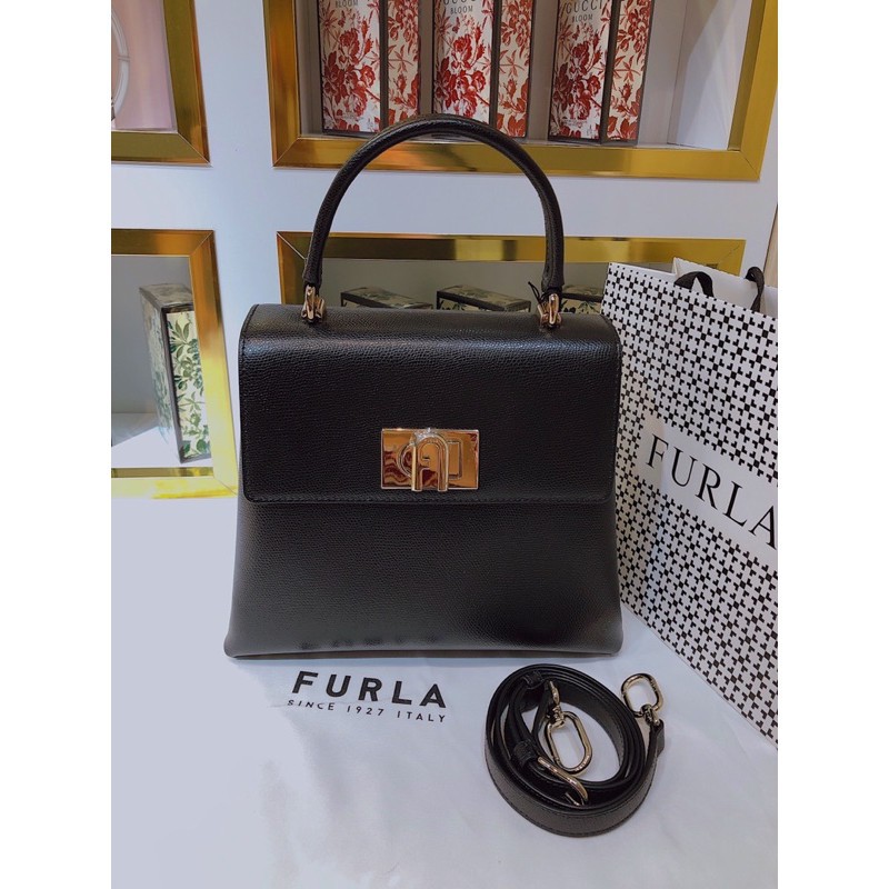 Túi Furla 1927 small top handle siêu sang 2 màu đỏ - đen - hàng Ý chính hãng Made In Italy