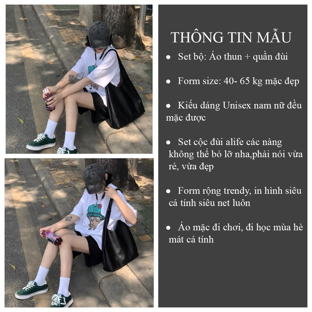 Set bộ quần đùi trơn và áo thun cộc tay ALIFE Unisex nam nữ chất thun mềm mát- VIETSTAR