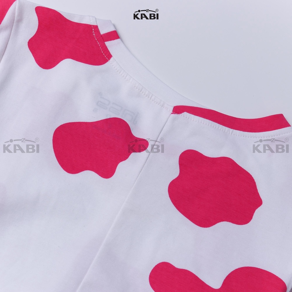 Đầm bé gái KABI đầm bò sữa thun cotton tay ngắn cổ tròn thoáng mát dễ thương