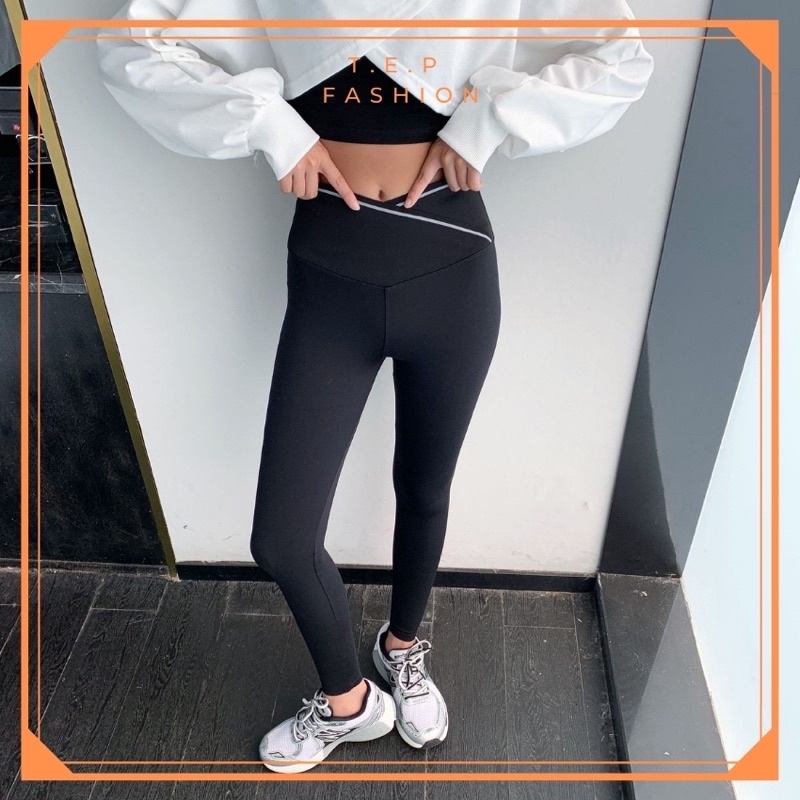 Quần Legging Nữ Cạp Cao Gen Bụng Nâng Mông, Cạp To V Chéo Big Size 80kg Tep Fashion - LG001