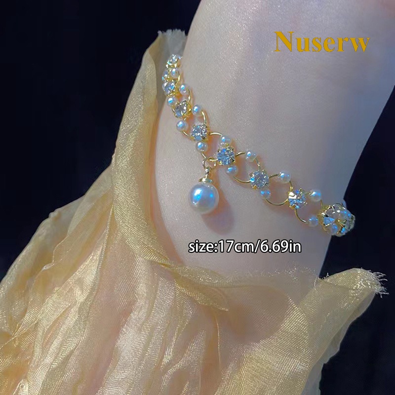 Vòng Tay Đính Ngọc Trai Zircon Phong Cách Pháp Thời Trang Cho Nữ