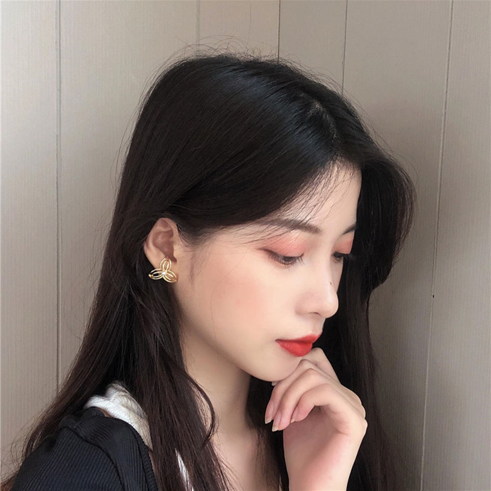 Bông Tai Hình Chiếc Lá Đính Ngọc Trai S925 yanqueens Thời Trang Cho Nữ