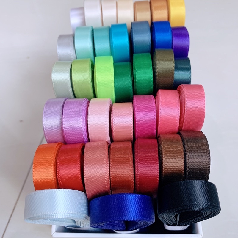 5m Ruy băng lụa satin loại tốt 1cm hai mặt, 1 măt nhiều màu