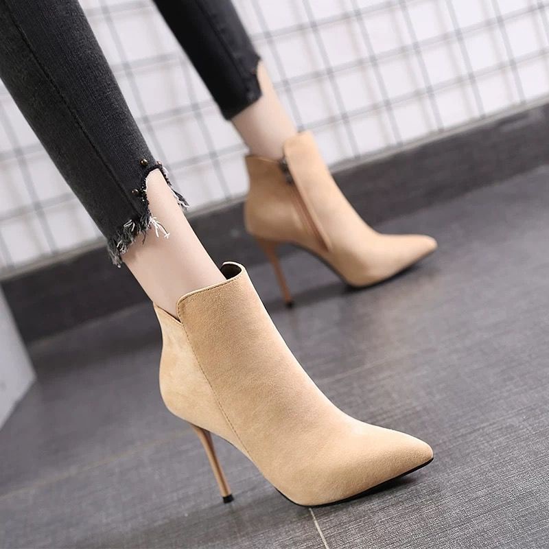 Giày boot cao gót 10cm thiết kế mới quyến rũ thời trang dành cho nữ