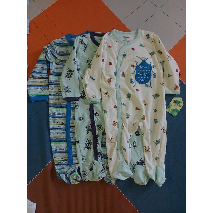 Set 3 áo liền quần cotton tay dài thời trang xuân thu cho bé sơ sinh 0-12 tháng tuổi