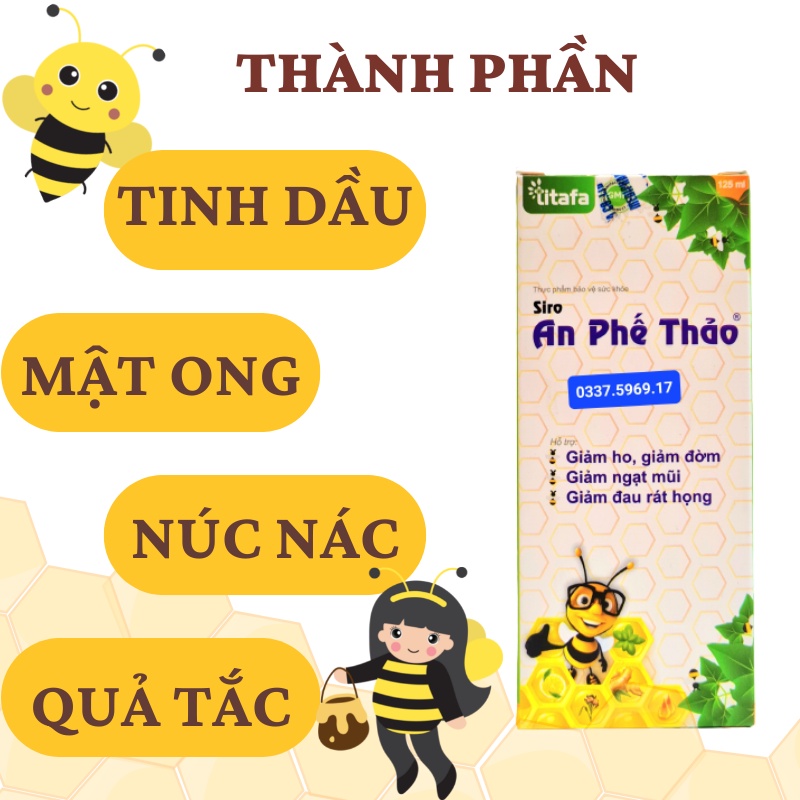 SIRO HO AN PHẾ THẢO - GIẢM HO - VIÊM HỌNG - GIẢM SỔ MŨI - NGHẸT MŨI TAN ĐÀM CHAI 250ml