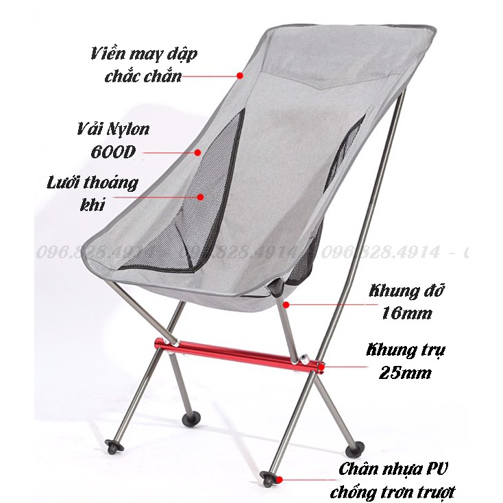 Ghế Gấp Gọn Du Lịch Dã Ngoại Cắm Trại - Ghế Xếp Gọn Tiện Lợi Mang Theo Tải Trọng 200kg - Hàng Loại 1 SAM88