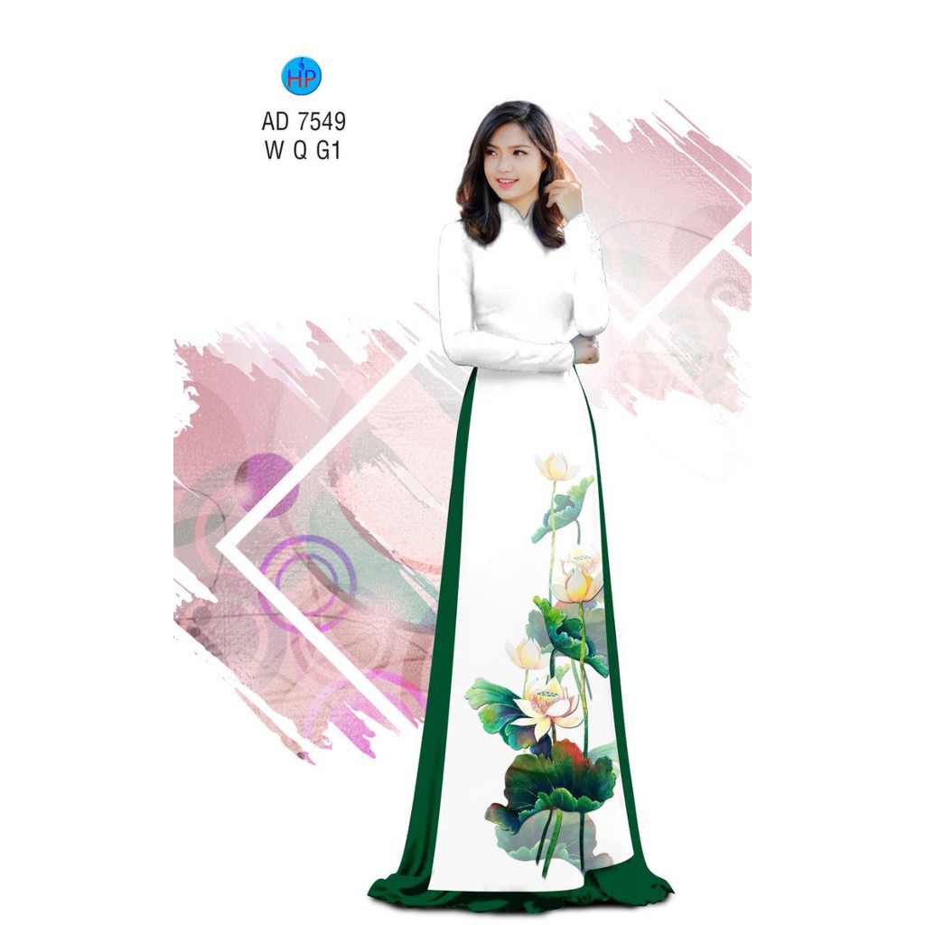 Vải áo dài lụa họa tiết sen AD7549 cực duyên