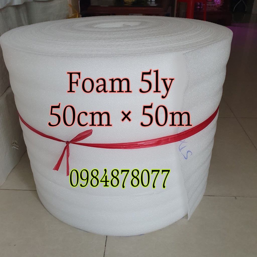 Màng xốp PE Foam để đóng gói, bao bì, chống sốc, chống xước, chống bể mẻ  dày 5ly dài 50m ngang 50cm