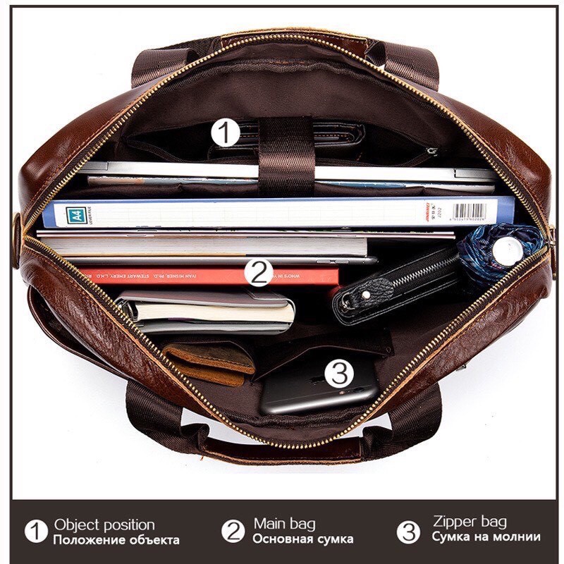 Túi xách cặp da đựng laptop da bò cao cấp T38 39.5x28.5x6.7cm  DIENMAYPICO