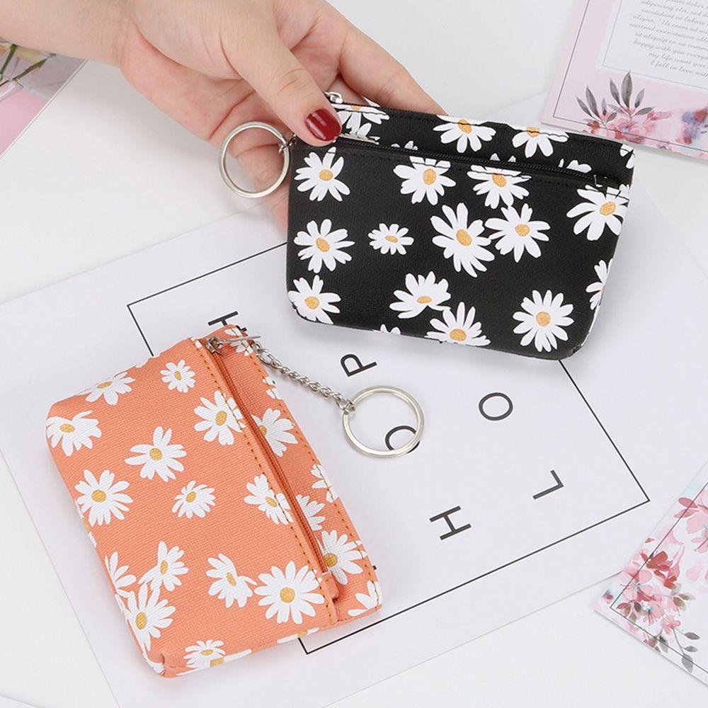 UUMIR Ví Đựng Tiền Xu Đa Năng Có Khóa Kéo In Họa Tiết Hoa Cúc Xinh Xắn Cho Nữ
