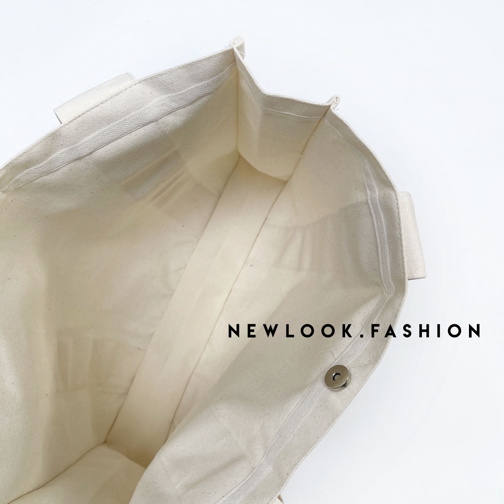 ★ TÚI TOTE TÚI ĐEO VAI VẢI BỐ CANVAS SIZE TO KHÓA NAM CHÂM DÂY IN CHỮ NEWLOOK.FASHION PHÙ HỢP NAM NỮ