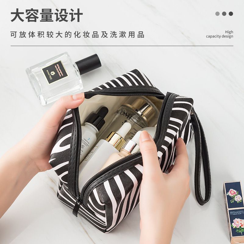 Túi đựng mỹ phẩm da PU in họa tiết da báo thời trang Âu Mỹ