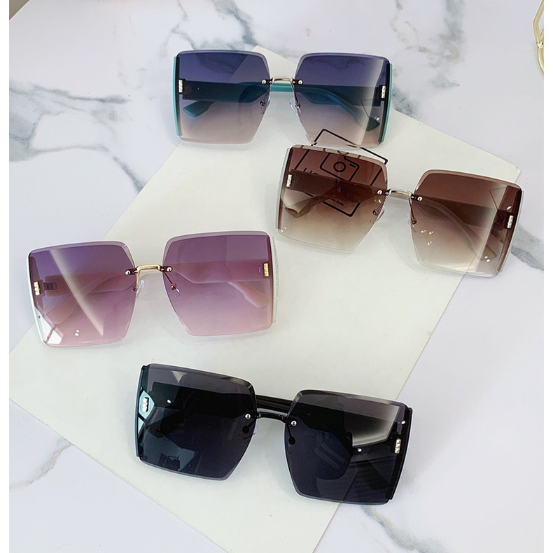 Fashion Square Rimless UV400 Women Sunglasses