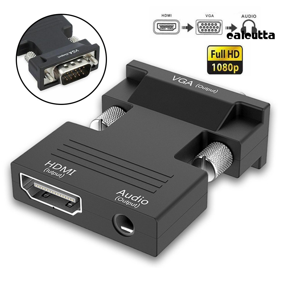 【Ready stock】1080P HDMI Female to VGA Male Converter Adapter with Audio Cable for PC HDTV