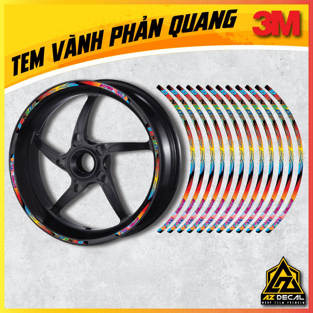 Tem Vành Mâm 7 Màu [3M Chính Hãng]   | Dán Xe Máy, Xe Điện, Xe Thể Thao...Chống Thấm Nước, Chống Bay Màu....