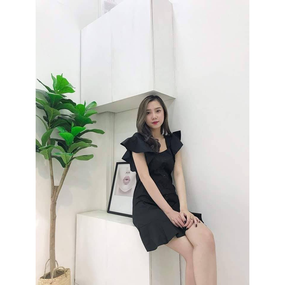[ẢNH THẬT] Đầm Trễ Vai Tay Bèo Mẫu Mới Cực Đẹp (Trắng+Đen) | BigBuy360 - bigbuy360.vn