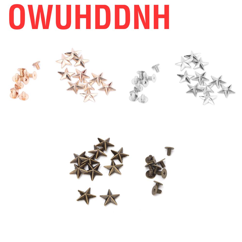 Bộ 10 đinh tán kim loại hình ngôi sao dùng trang trí thủ công DIY cho ba lô/túi xách/nón