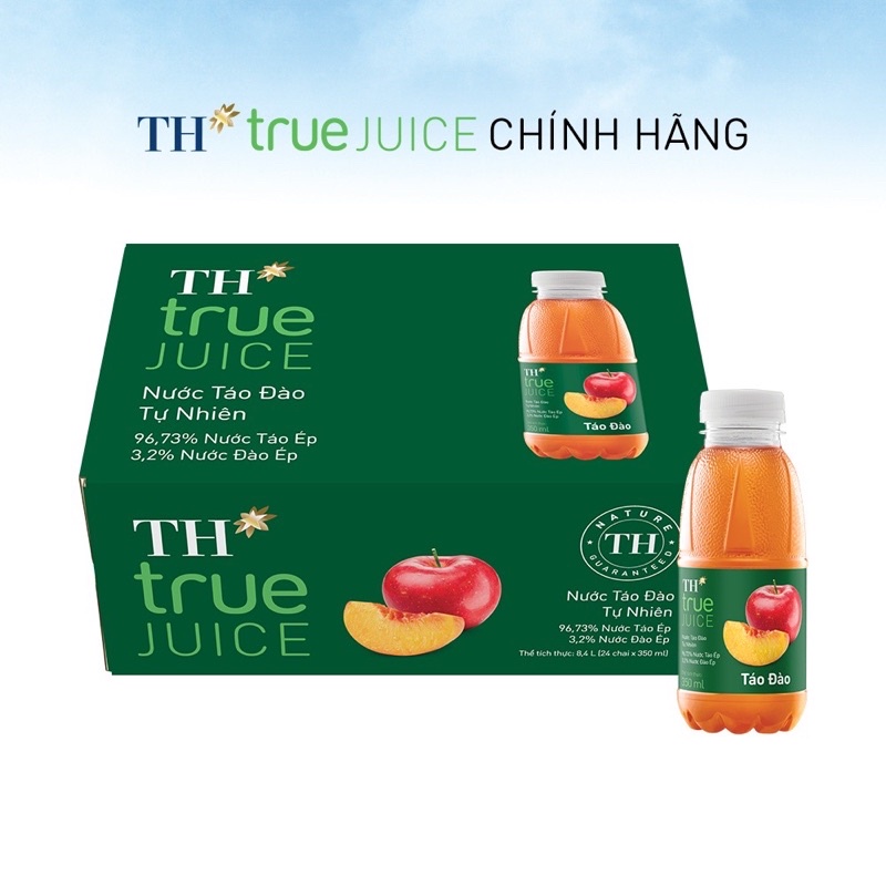 Thùng 24 chai Nước Trái cây TH true JUICE - Táo Đào tự nhiên 350ml