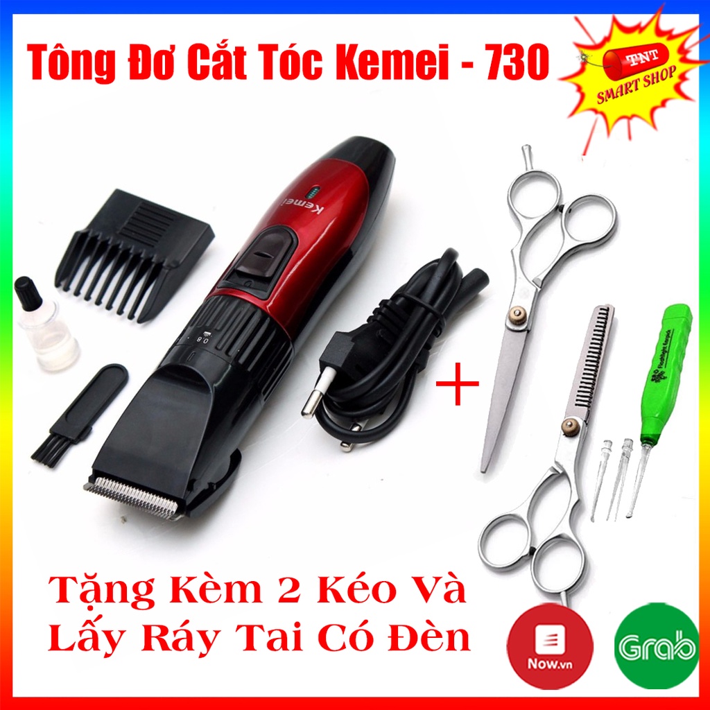 Tông Đơ Cắt Tóc Gia Đình Kemei KM-730 Sạc Điện – Tông Đơ Kemei 730 Kèm Đủ Quà ( Kéo Tỉa , Kéo Cát , Ngoáy Tay )