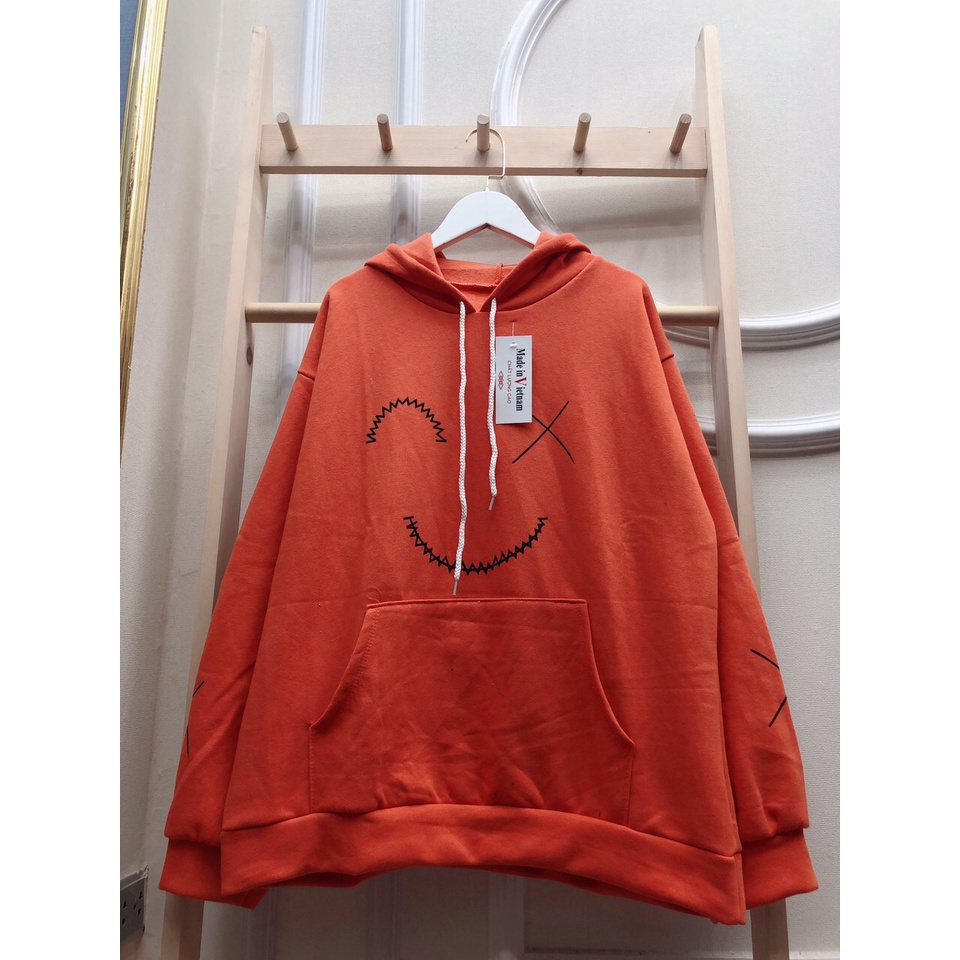 Áo hoodie cam mắt cười chất liệu nỉ ấm áp YCTSHOP 000819