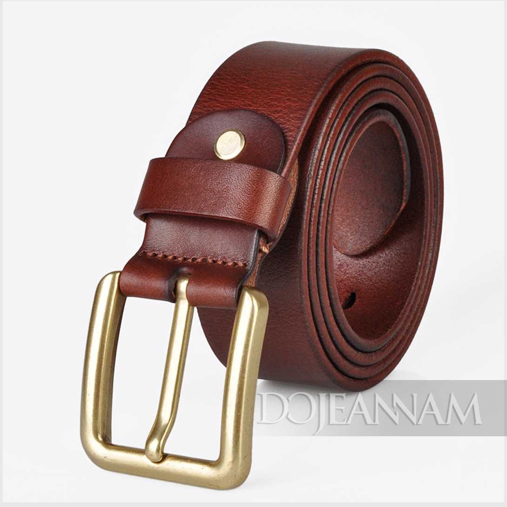 Dây nịt da bò nâu 100% chính hãng