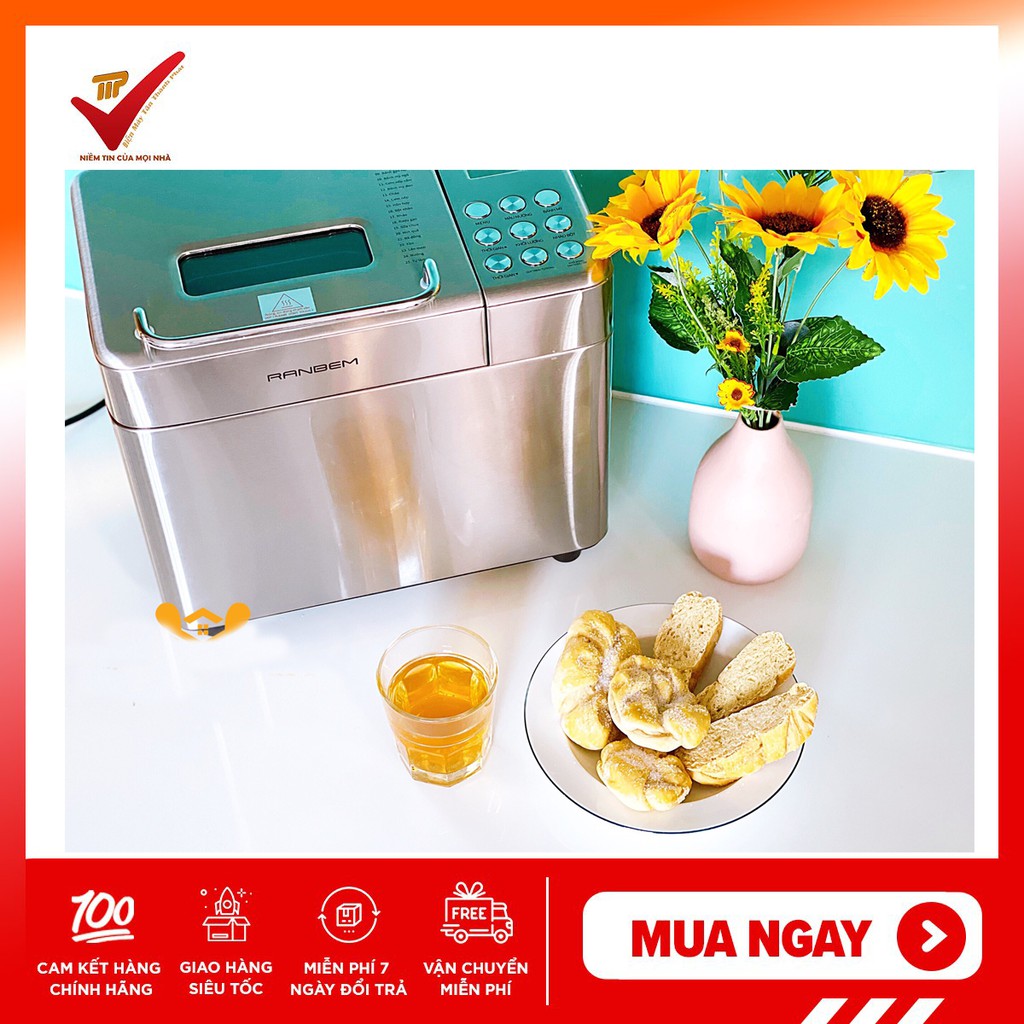 Máy làm bánh mỳ Ranbem 135G Có hướng dẫn + bàn phím 100% tiếng việt, đa năng tự động bảo hành 12 tháng