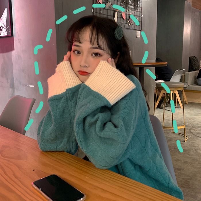 Áo sweater dáng rộng phong cách Hàn Quốc thời trang thu đông cho nữ