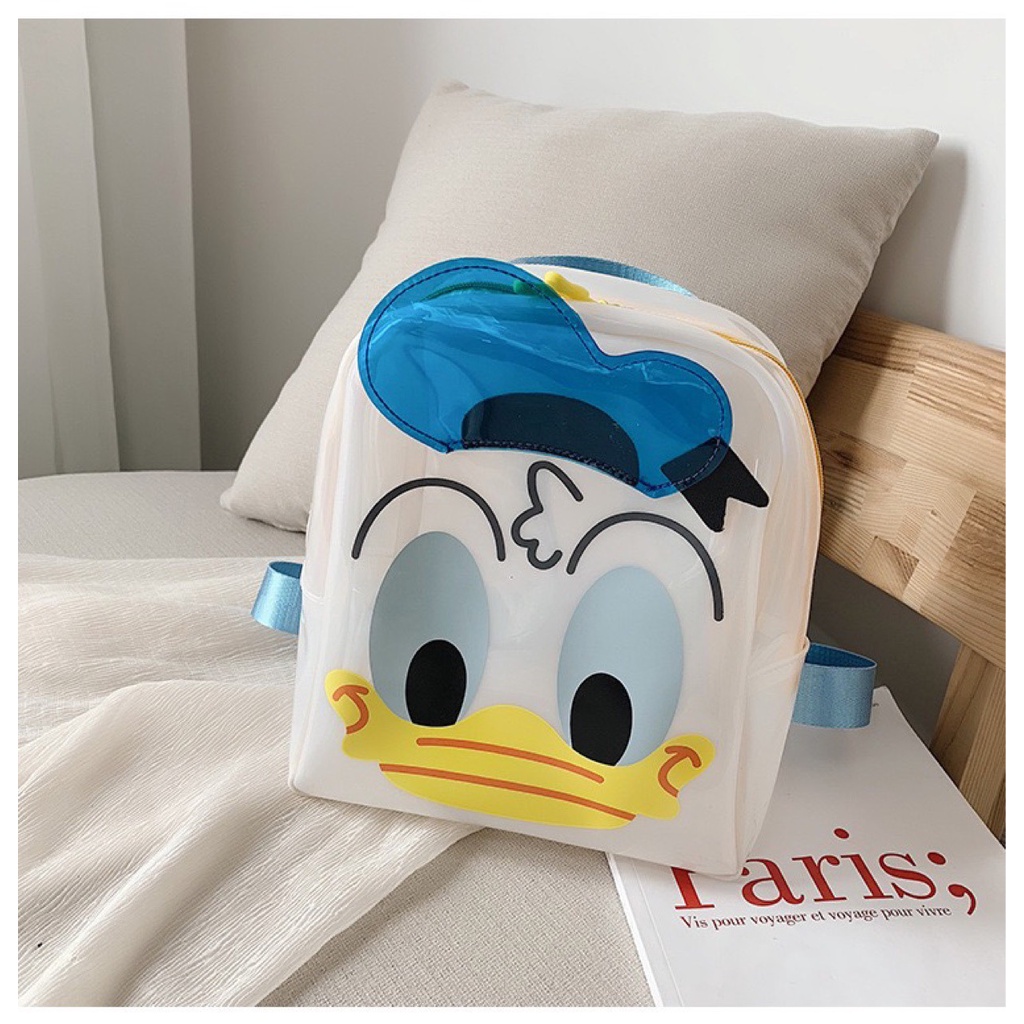 BALO CHO BÉ VỊT DONAL NHỰA TRONG MẪU MỚI 2022 - BALO MẦM NON BÉ TRAI BÉ GÁI - EMMIT BL64