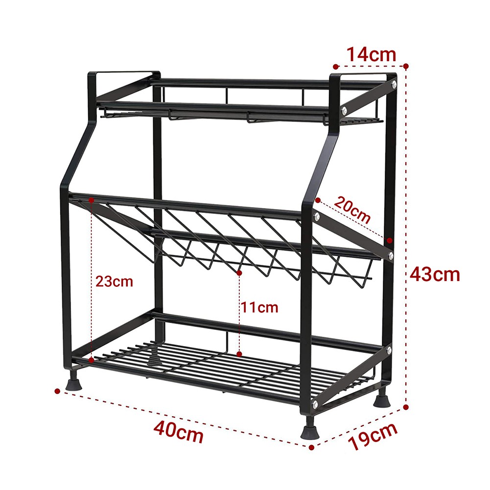 Kệ gia vị 3 tầng thép chống gỉ cao cấp [MÃ GIẢM 100K] Giá kệ bếp sơn tĩnh điện đa năng VANDO | BigBuy360 - bigbuy360.vn
