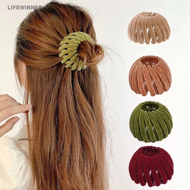 Kẹp Tóc Đuôi Ngựa Bằng Nhung Đính Bóng Lông Kiểu Cổ Điển Thời Trang Cho Nữ