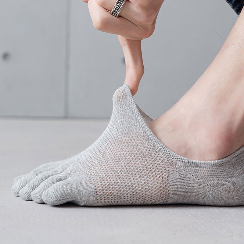 Vớ Cotton Phối Lưới Mỏng Tách Ngón Thoáng Khí Thấm Hút Mồ Hôi Cho Nam