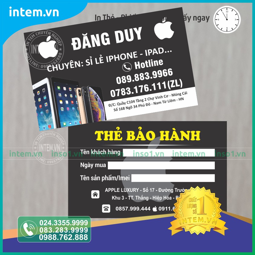 IN THẺ BẢO HÀNH SẢN PHẨM