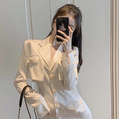 (s4005) set ulzzang sang chảnh áo vest và váy vest lụa bóng s m(kèm video) | BigBuy360 - bigbuy360.vn
