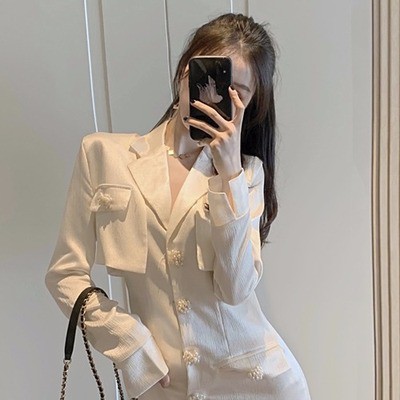 (s4005) set ulzzang sang chảnh áo vest và váy vest lụa bóng s m(kèm video)