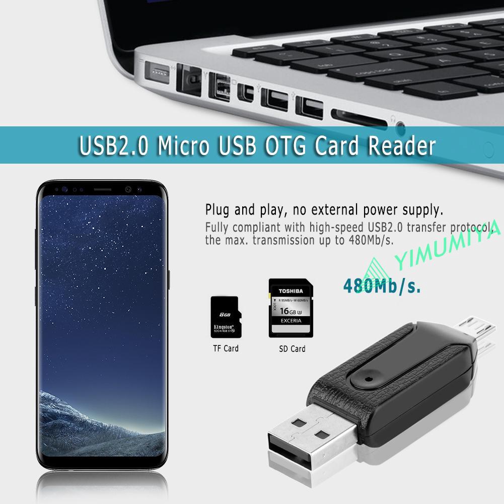 YI USB2.0 Micro USB OTG Card Reader for TF SD Memery Card for PC Mobile Phone