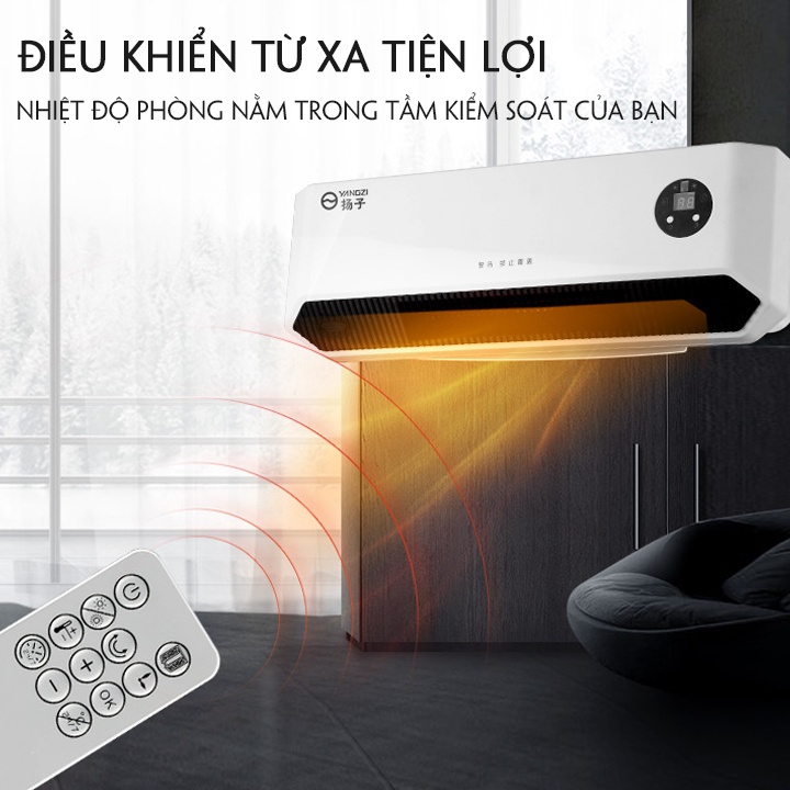 Máy Sưởi Gốm treo tường Kore S1 dùng cho phòng ngủ nhà tắm, làm ấm nhanh tiết kiệm diện tích