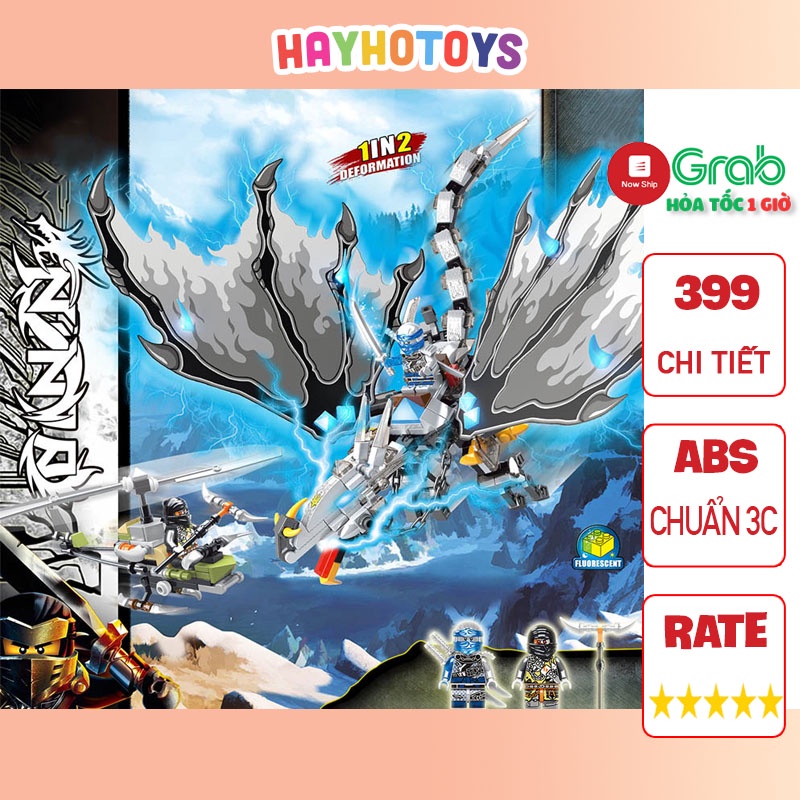 Bộ đồ chơi lắp ráp lego ninjago rồng bạc 399 chi tiết, lego ninjago daragon kèm nhân vật ninja đồ chơi cho bé