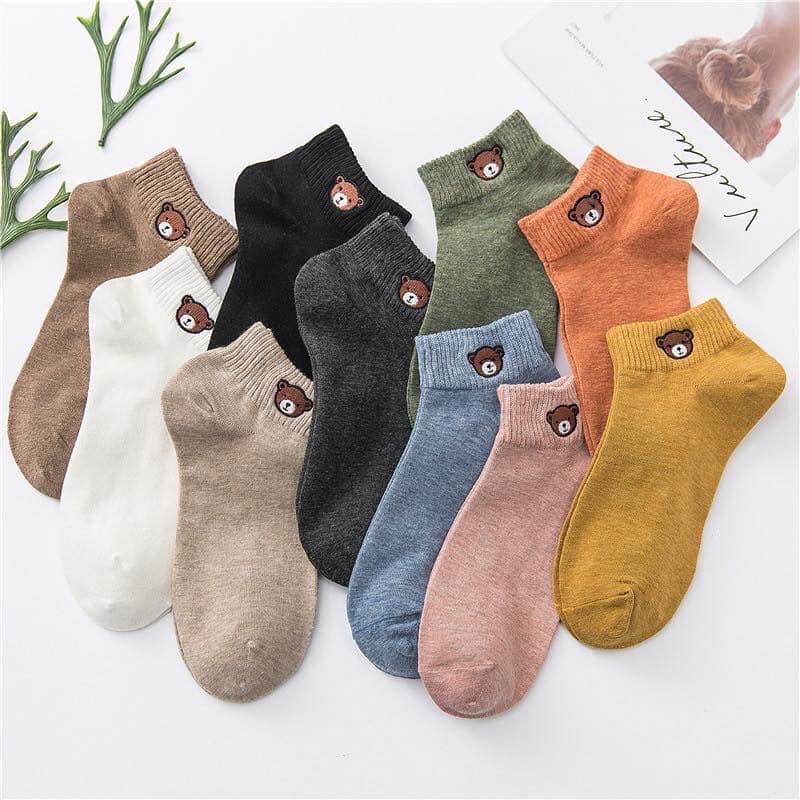 SET TẤT GẤU TEDDYBEAR NHIỀU MÀU (TÚI ZIP VỚI SET 10 ĐÔI)