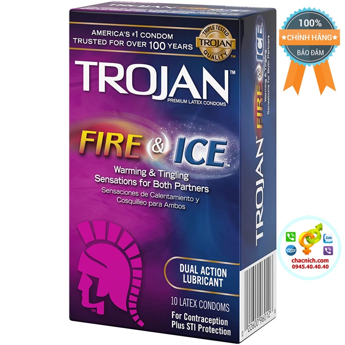 Bao cao su tăng K.C.Ả.M Trojan Fire and Ice Dual