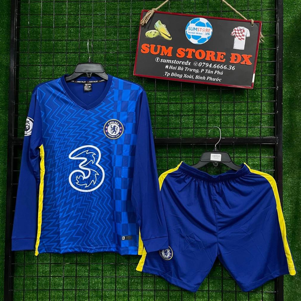 Quần Áo Đá Bóng Dài Tay Chelsea DT 2021_Mẫu Áo Đấu Hot, Giá Tốt 2021-2022 !