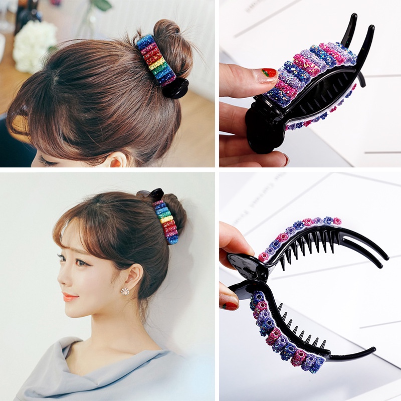 Kẹp Tóc Nhựa Màu Sắc Cầu Vồng Phong Cách Hàn Quốc Xinh Xắn Cho Nữ